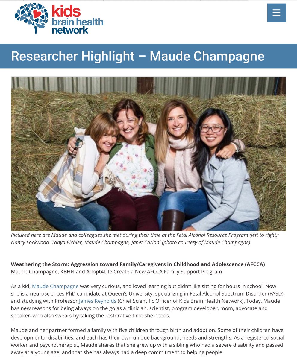 FASDOttawa's tweet photo. Check out this article on coworker/friend @MaudeChampagne3 and her work for @KidsBrainHealth . What a gift to be once again creating a program with Maude and Tanya, this time supporting @Adopt4LifeON families experiencing #AFCCA. https://t.co/hj3VNeyeQ5 @AFCCA_APFEA_CA https://t.co/WMQETlzlTM