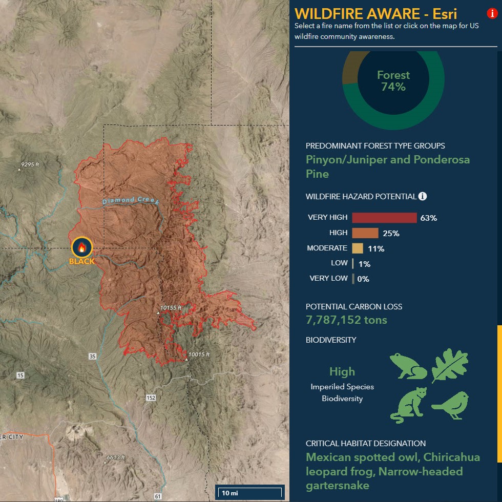 New #Esri #Wildfire Aware app for the US where you find out: How many people live in the fire perimeter or within 2 miles? What is the landcover or forest type? Has it burned there before? Is there any critical habitat in the area?
livingatlas.arcgis.com/wildfireware/
bit.ly/3Q6wN3j