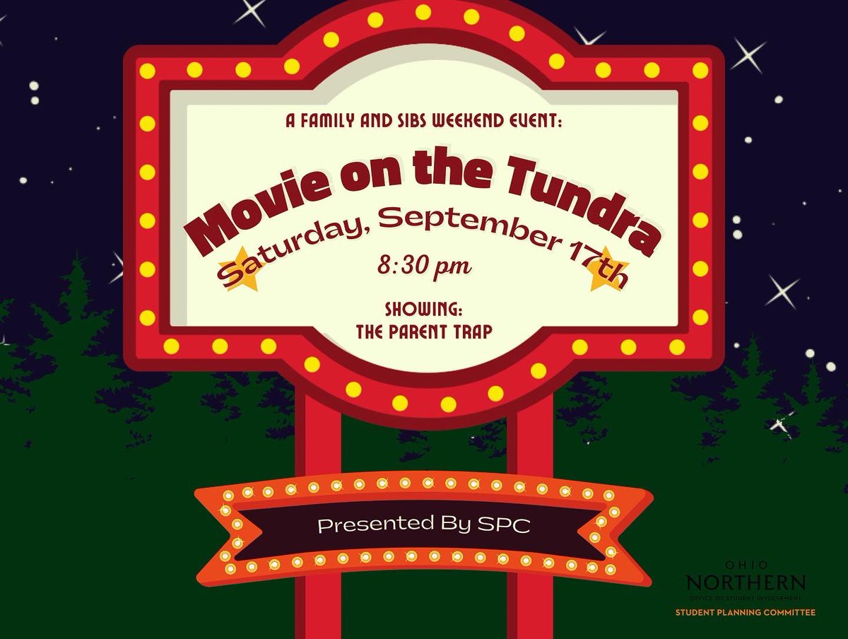 This weekend is family and sibs weekend! We asked our members to help us celebrate by showing off their family members! This weekend we will be showing the parent trap on the tundra. Just us Saturday at 8:30 pm!