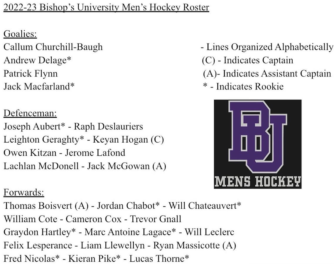 BishopsMhky's tweet photo. Your 2022-23 Bishop’s University Men’s Hockey Team! https://t.co/NviauQr8ne