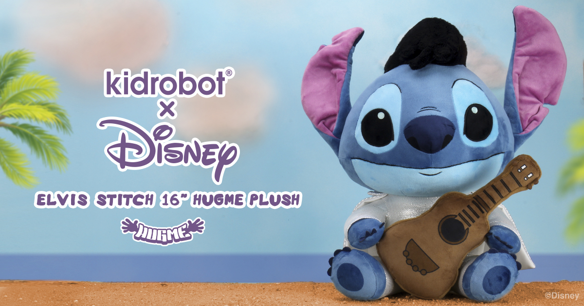 Now Available at @Walmart! From the animated @Disney movie Lilo and Stitch, Kidrobot brings your favorite alien to life in premium 16-inch plush form. Elvis Stitch is ready to be your best friend. Hug this HugMe Vibrating plushie pal! *3 AA batteries included. #DisneyPlus