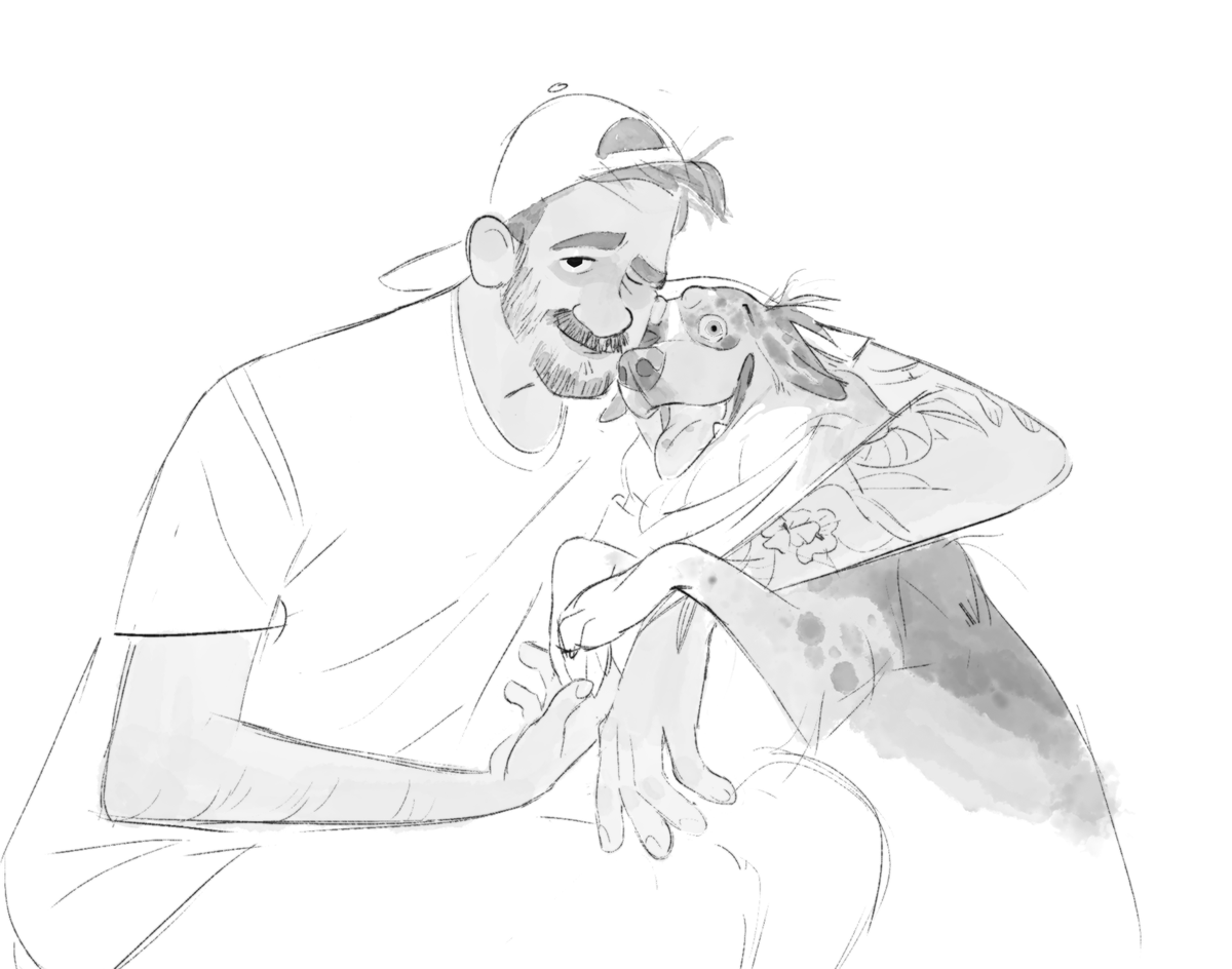 a person and their dog 