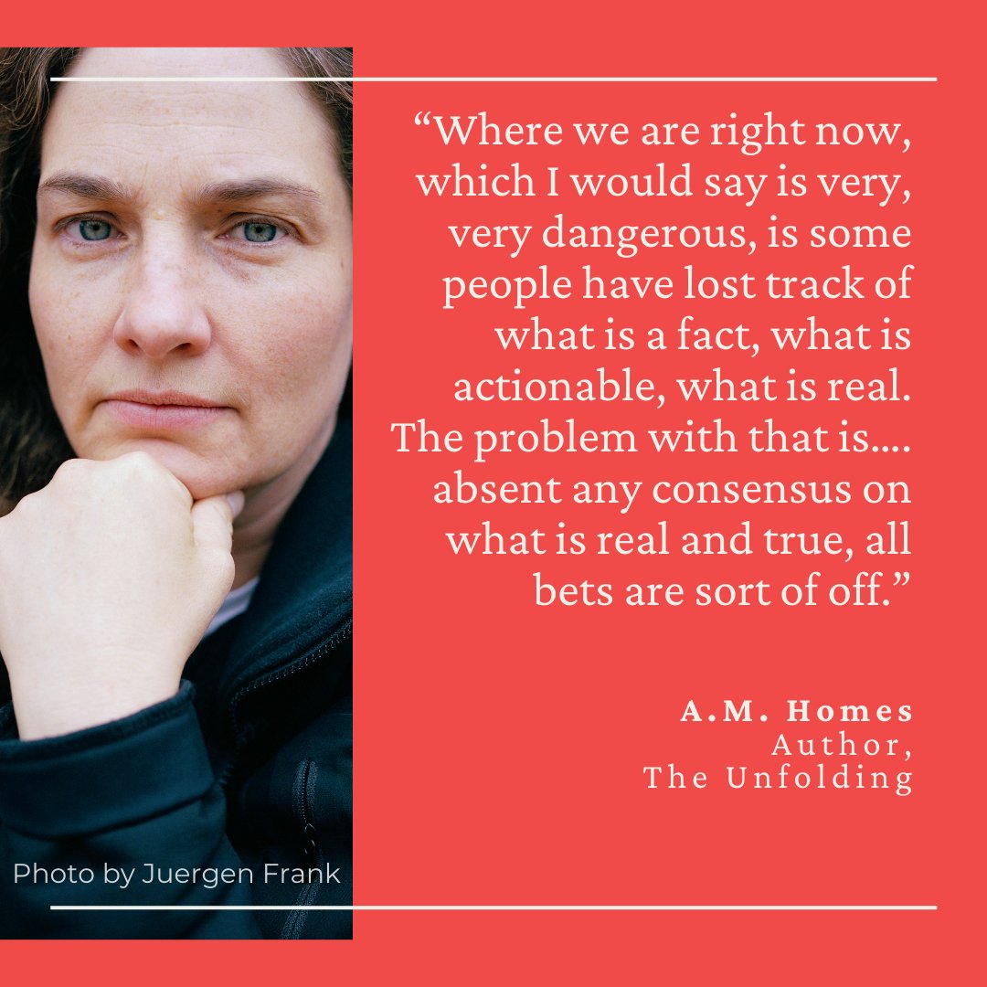 LFAndFriends's tweet photo. Trump's presidency and the #Jan6 insurrection brought a flood of disinformation. It puts us all in danger.
More from author A.M. Homes in this week's episode: https://t.co/gPGfAMM9Wd
#AMHomes #TheUnfolding #PoliticalFiction #Democracy #Election #Books #Novel #WomenWriters https://t.co/4s5IUmI4V1