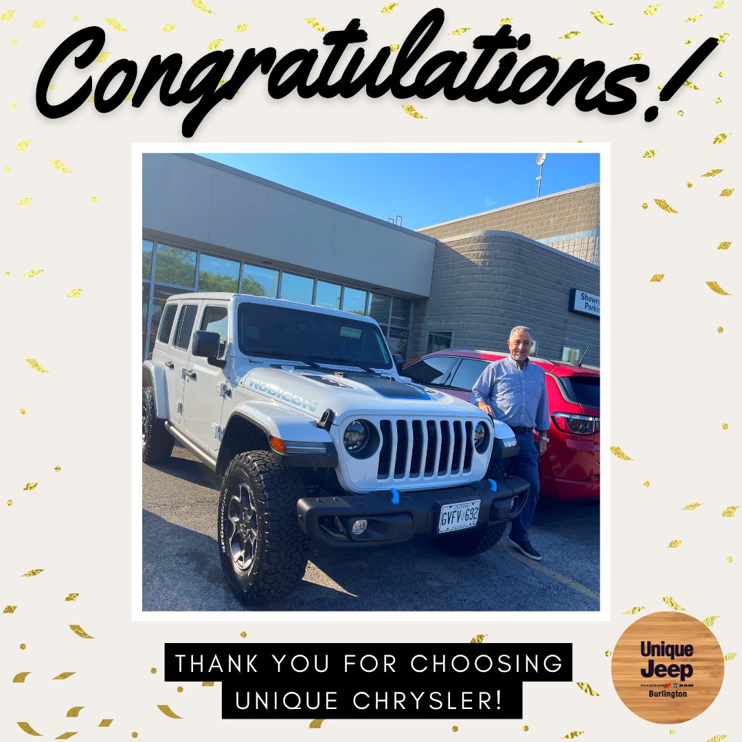 Congratulations to David on their 2023 Wrangler 4xE!

Thank you for trusting Abir and the Unique Jeep team with your exciting purchase!

#jeep #wrangler #unique #cars #dealership #customer #chrysler #dodge #jeeplife #jeepgrandcherokee #4x4jeep #dodgeramtrucks #jeepwrangler #ford