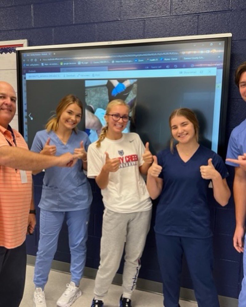 Welcome to the Liberty Creek Clinic! Students practiced suturing and removing sutures and then got to actually remove sutures from one of our teachers. Loving life at #TheCreek!