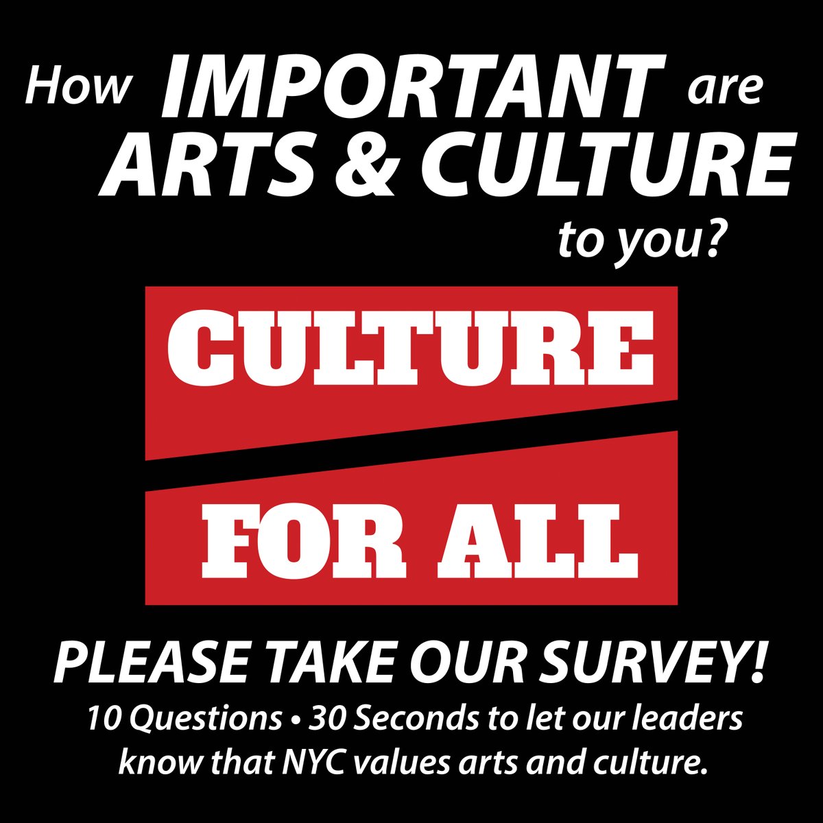 How important are culture and art to you and your family's life in NYC? Please take this one-minute survey so your voice and opinions are heard. Help raise awareness about the importance of culture and arts to every NYC community! docs.google.com/forms/d/e/1FAI…