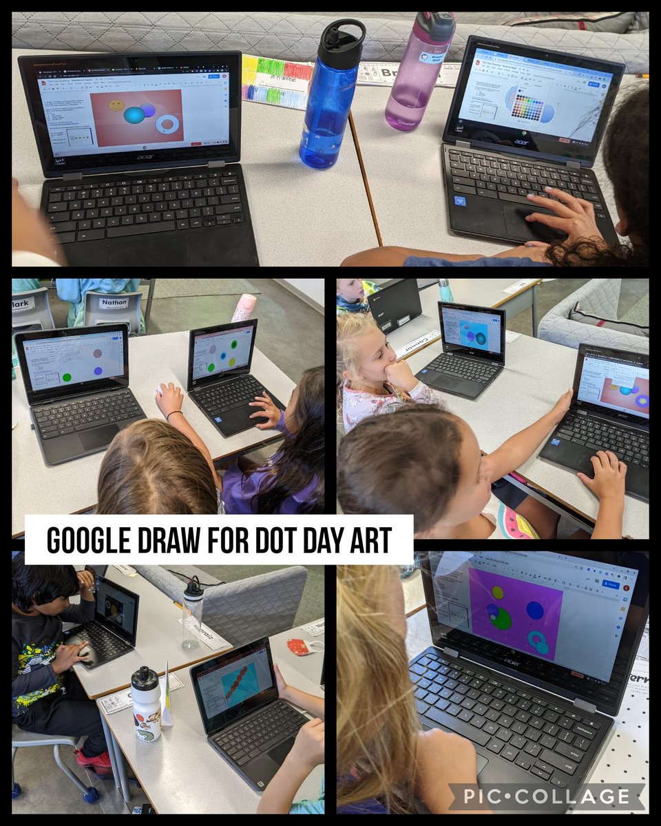 All day dot fun on #InternationalDotDay! Not only did we read The Dot by @peterhreynolds we...
🔴broke out with a Dot Day @breakoutEDU
🔴watched Peter & Paul @MicrosoftFlip live event
🔴Ss got creative w/ dot art using Google Draw & posting to @padlet padlet.com/MrsMason/DotDay