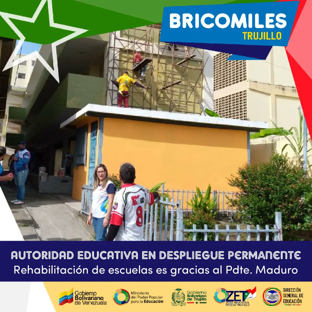 notieducatetru's tweet photo. La Autoridad Única de Educación supervisa los trabajos de rehabilitación de las #Bricomiles en los 35 planteles seleccionados por el @MPPEducacion para la primera fase, reparaciones posibles gracias al Presidente @NicolasMaduro y las orientaciones de la Ministra @_LaAvanzadora. https://t.co/DyAKKpD0Jn