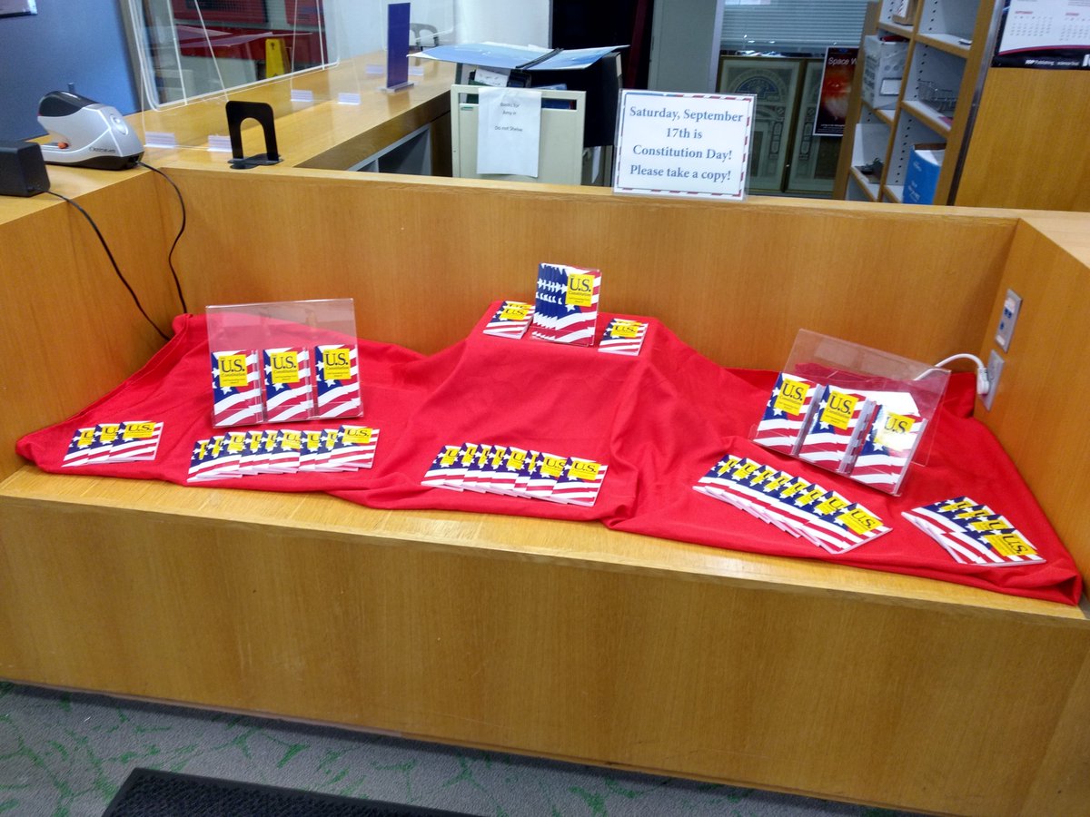 OMalleyLibrary's tweet photo. This Saturday marks the 235th anniversary of the signing of the U.S. Constitution. Come get your free copy at the library to celebrate! https://t.co/60SaCJ8hEI