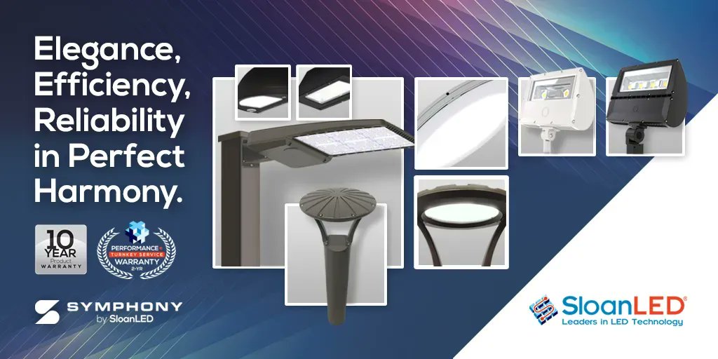 Symphony Series architectural lighting fixtures from #SloanLED work in concert to bring harmony and balance to any lighting project! Learn more: buff.ly/3OWRbn2 #SymphonySeries