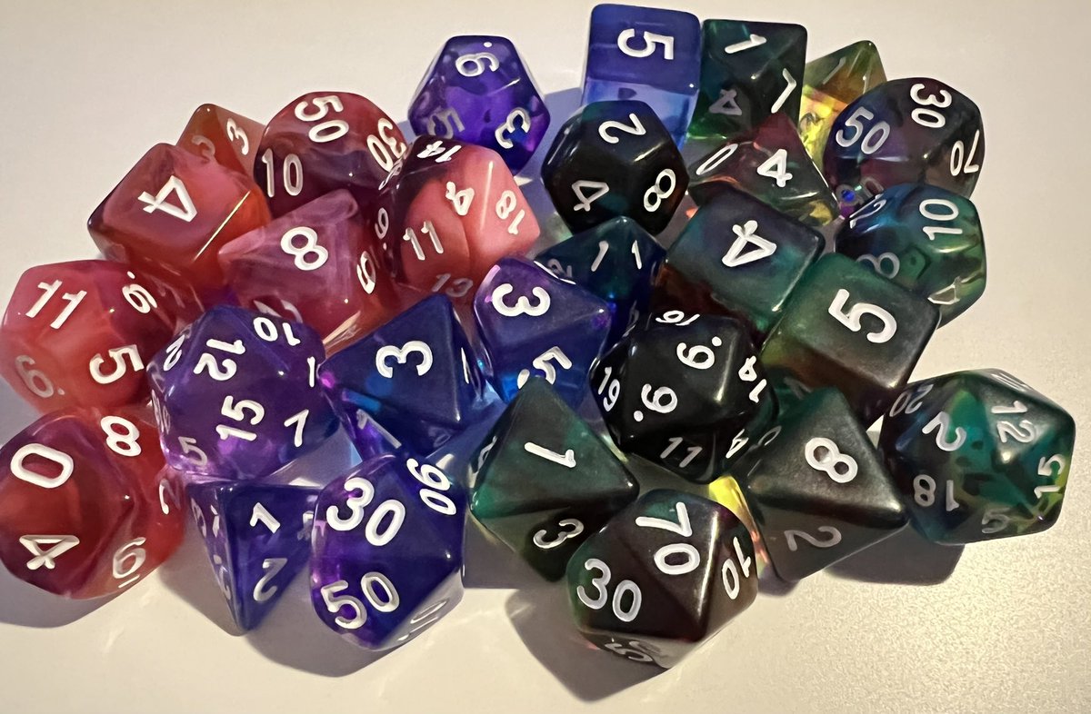 JDogTheJester's tweet photo. Almost forgot to post the dice I got from @TabletopLoot this month! Really pretty ones. I especially enjoy the red ones, almost look like blood. #LootTroupe delivers again. https://t.co/A7LOB7zIHT