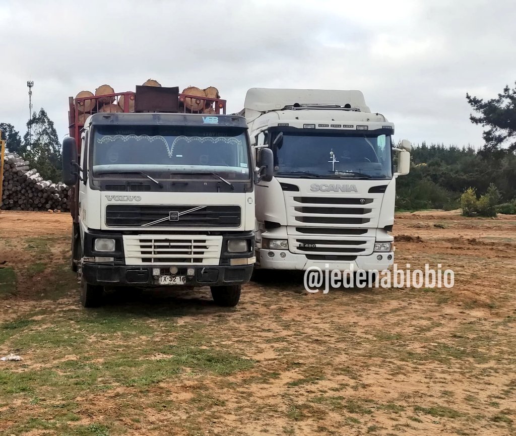 jedenabiobio's tweet photo. El trabajo conjunto entre personal de las #FFAA y #Carabineros permitió decomisar esta semana, dos camiones con madera robada en la comuna de #contulmo.  Operativo incluyó despliegue terrestre y apoyo aéreo. https://t.co/dmRPSFWjua