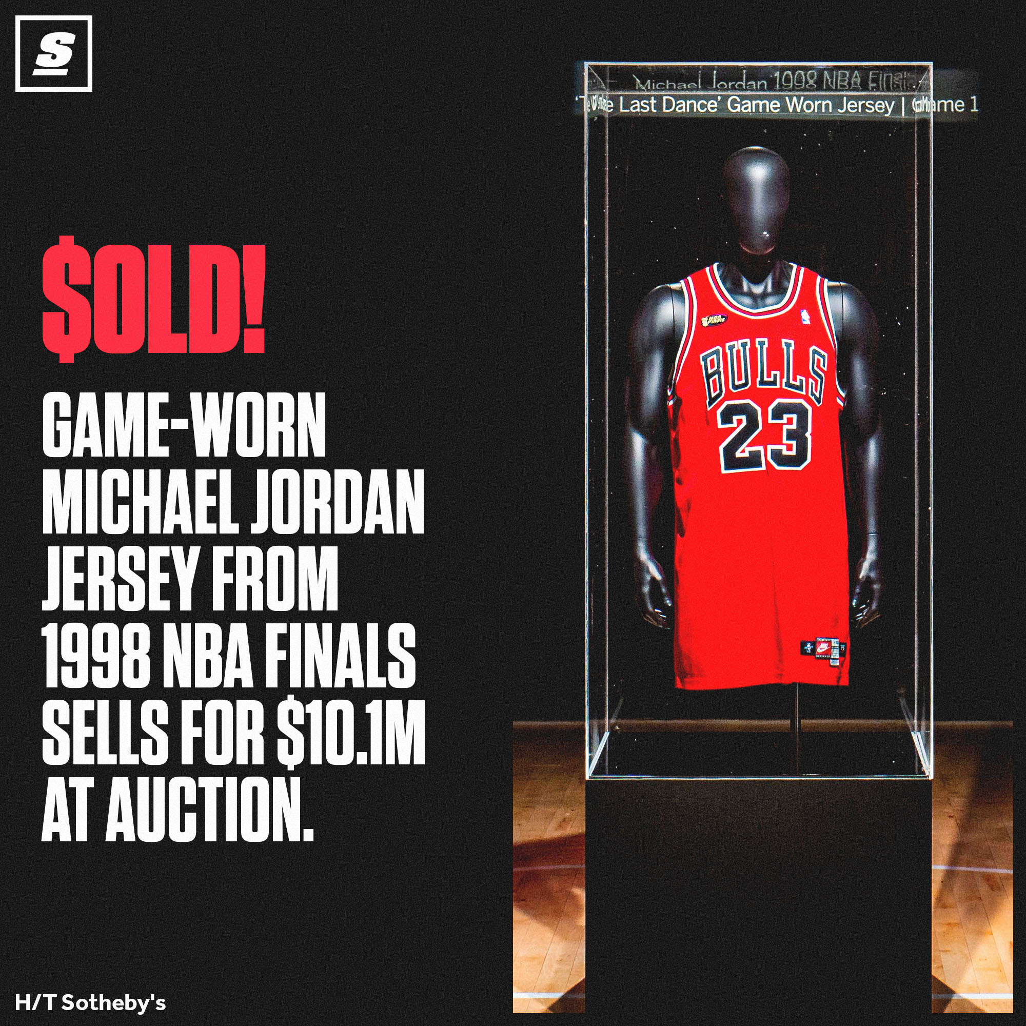 Michael Jordan's jersey is sold for over $10 million, setting a