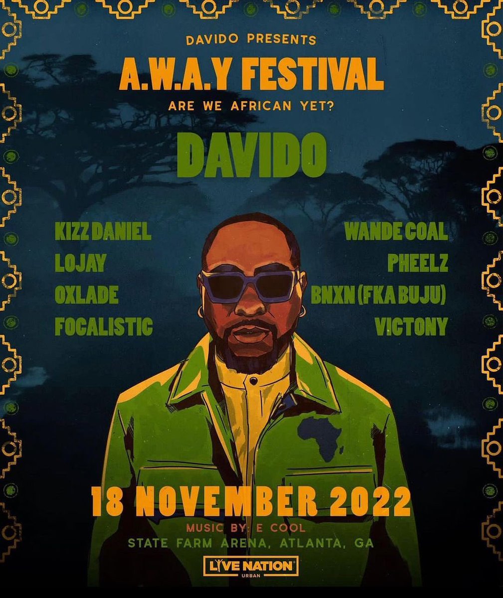 SteezeChannel's tweet photo. AWAY FESTIVAL by @davido happening in Atlanta,Georgia, Lineup looks amazing already! 18th November is the date🔥🚀
#davido #awayfestival #music #afrobeats #SteezeChannel https://t.co/VKlmuY9BR7