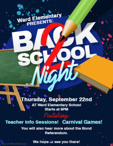 Come out to our Back to School Night on September 22nd! The night begins with House activities at 5:30 and our Back to School Night begins at 6:00. Your family will be able to earn points for your child's house while learning about our house system! We hope to see you there!