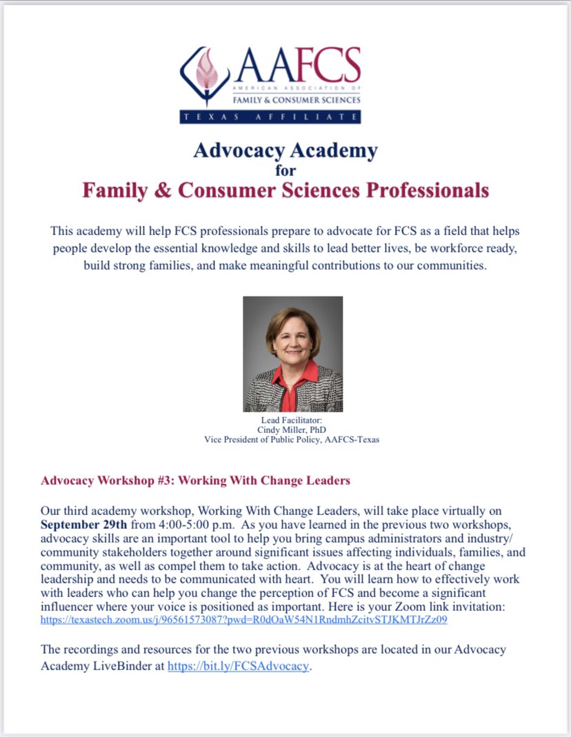 Join us on September 29th for Advocacy Academy Workshop #3! 
Zoom link on our website: tafcs.org