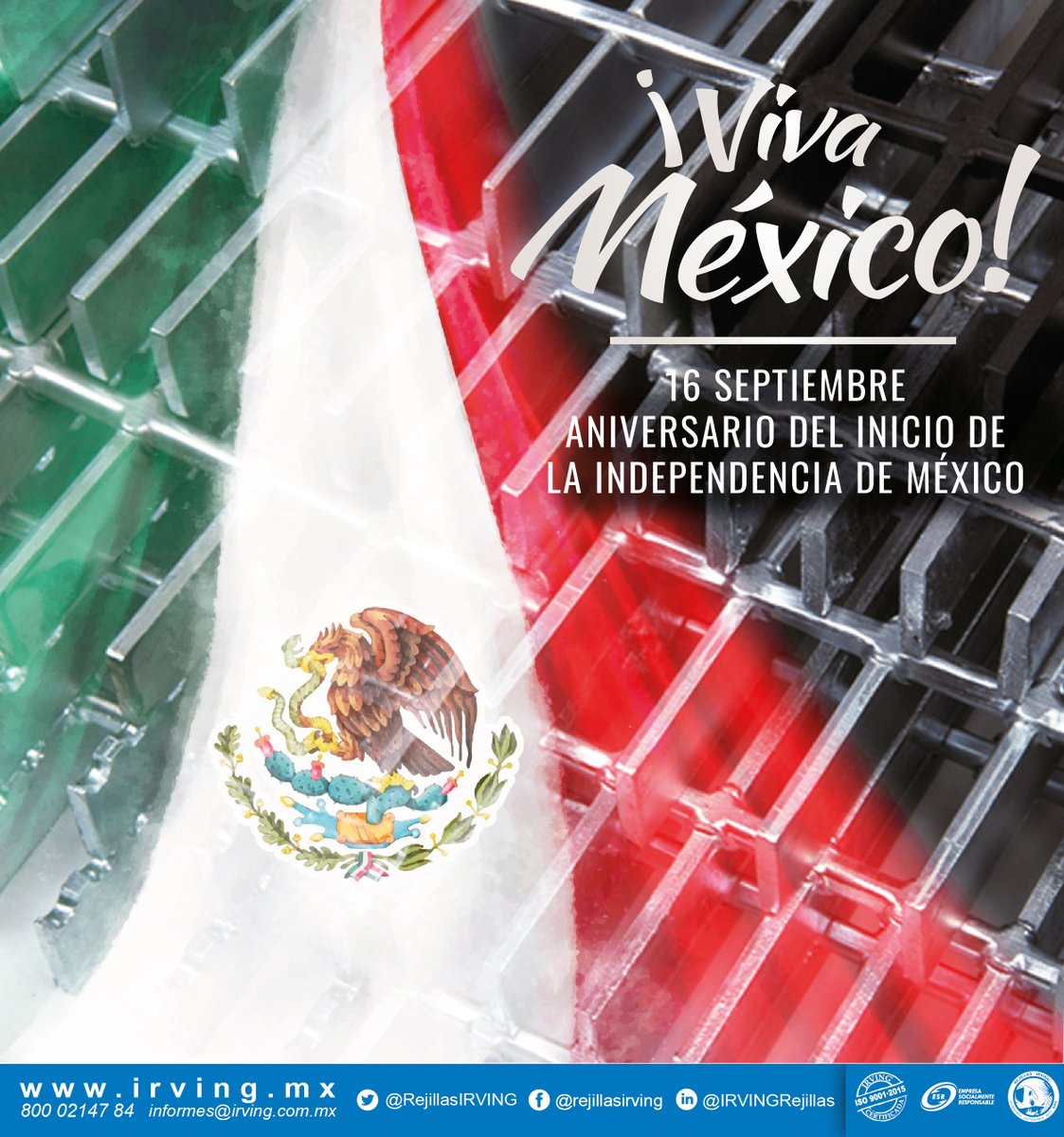 RejillasIRVING's tweet photo. Conmemoramos y celebramos 212 años del inicio de la lucha por nuestra Independencia. 

#DíadelaIndependencia #16deSeptiembre #VivaMéxico #FelizDía https://t.co/dXOv6NORyE