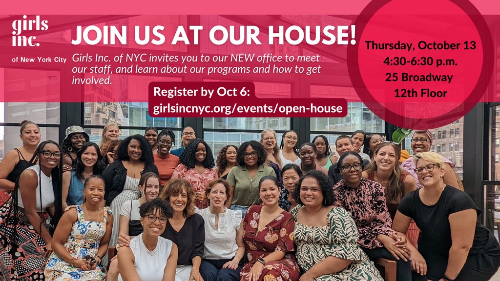 girlsincnyc's tweet photo. Now that we've welcomed students back at school, we want to welcome you to our new office! Our programs are starting up again, and we look forward to sharing with you our initiatives and ways you can get involved. Register here by Thursday, October 6: https://t.co/ZqzmDjHyb8 https://t.co/HciLSWrDS8