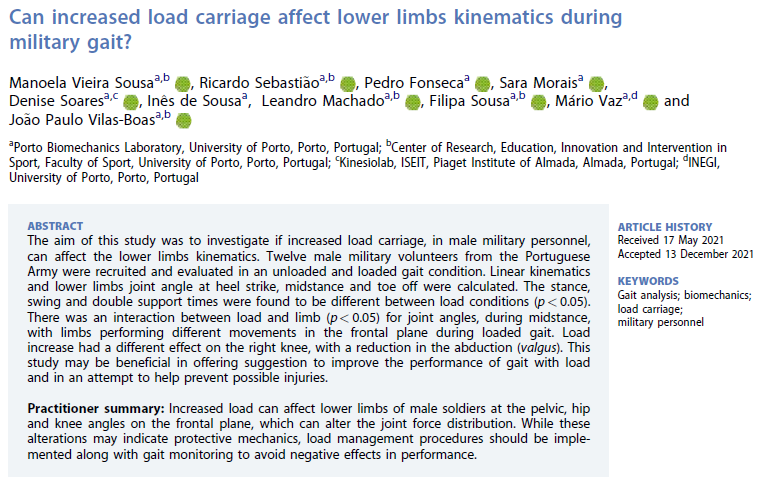 kathryn_bell2's tweet photo. A new study looking at limb symmetry while carrying heavy loads in male infantry personnel found a 16% increase in double support time when walking with a 27 kg backpack. Read more here:
https://t.co/XGRTZjBGtl https://t.co/TEUa3TDERr