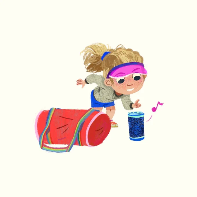 A little character who loves drawing with sidewalk chalk. 