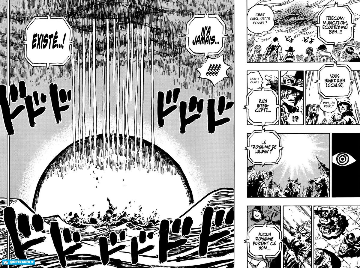 EllBoonitoo's tweet photo. J’ai l’impression que Sabo n’était pas sur l’île par rapport aux ombrages mais bien à côté. C’est peut être même son point de vue qu’on vois pendant la destruction de l’île                                                  #ONEPIECE1060 https://t.co/FTxo4FLtqF