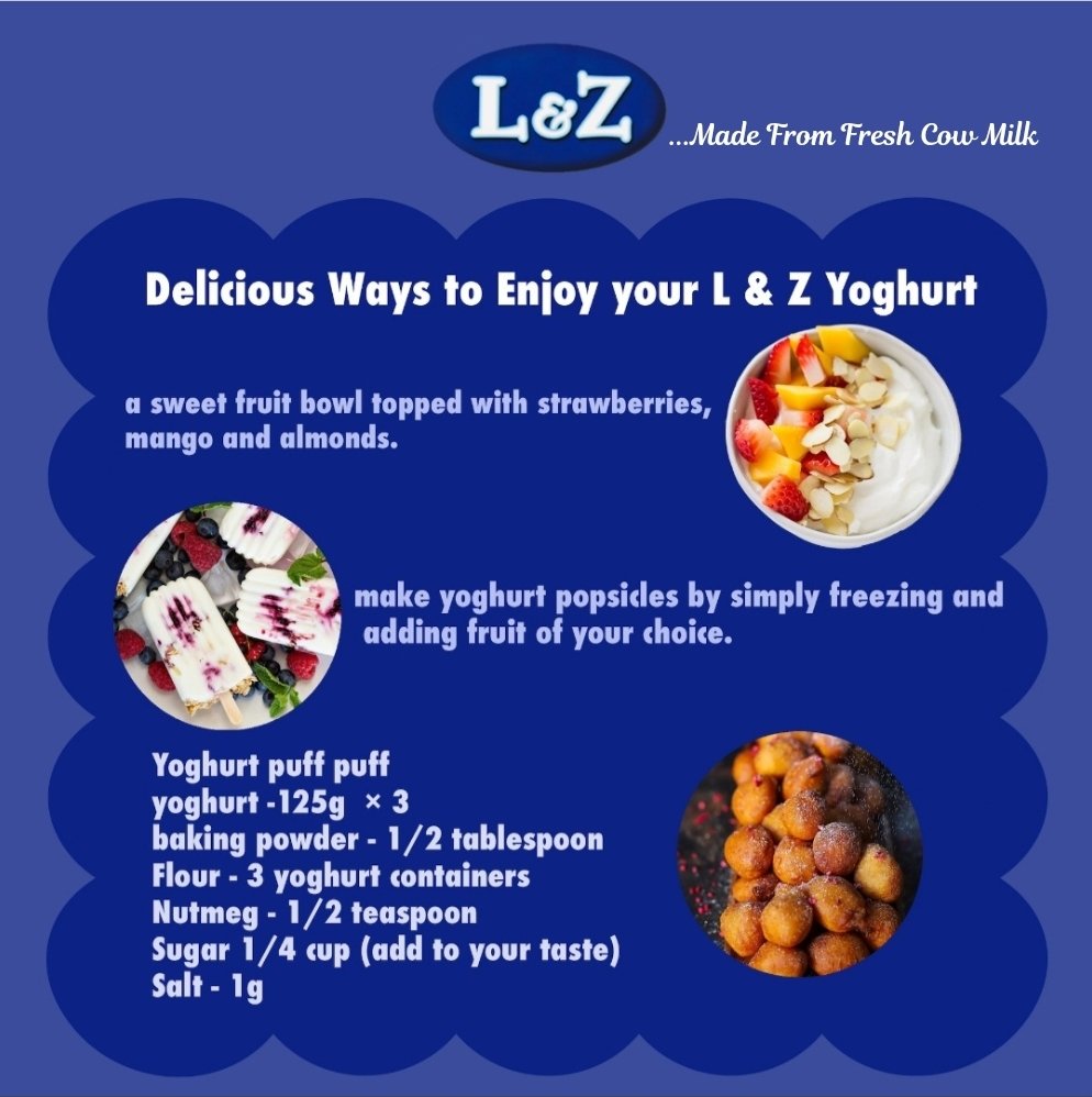 landz_fresh's tweet photo. Here are some delicious ways to enjoy your L&amp;Z yoghurt 💃😋.

#landzyoghurts #foodhacks #diaryfood https://t.co/VbK7M2bPhc