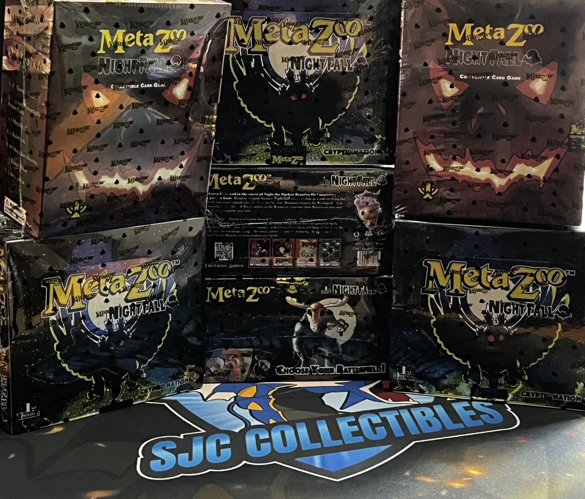 SJCCollectibles's tweet photo. Hello darkness my old friend… https://t.co/Hp02a660W5 at 7pm CST tonight! @MetaZooGames #metazoo #nightfall #mothman #wendigo #grimreaper #headlesshorseman #oldscratch https://t.co/RWHnNYKshW