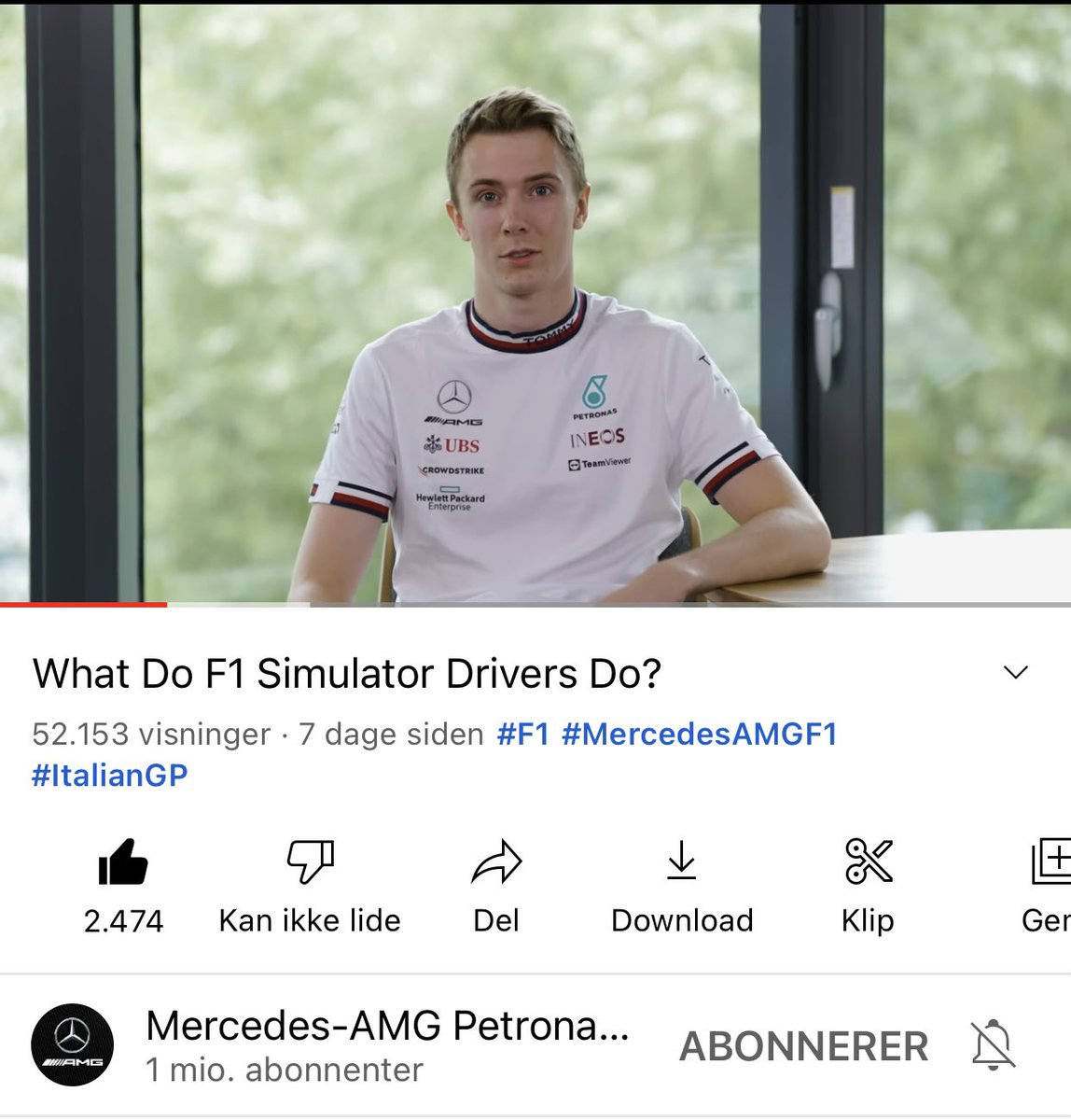 Check out this video on how much preparation that goes into a F1 weekend in the F1 simulator at Mercedes-AMG Petronas Formula One Team🏎️ Video: youtu.be/1MCptQ8JWTk