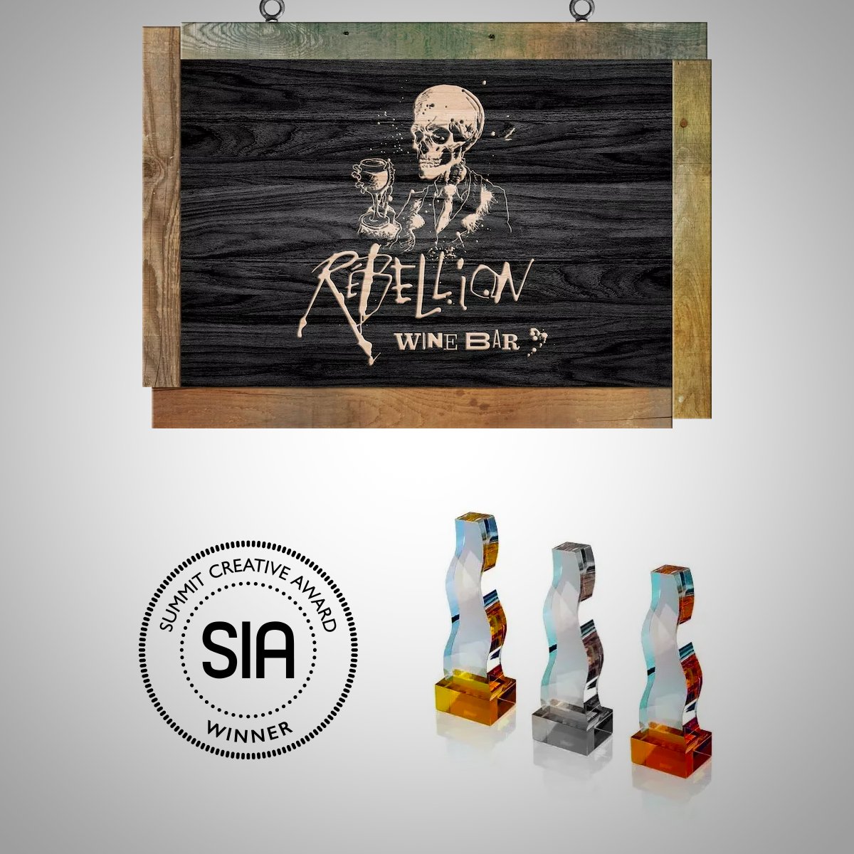 remixed's tweet photo. We are pleased to announce Remixed has won 9 Summit International Awards this year. In the category of Outdoor Signage, we received recognition for the work we did for Rebellion Wine Bar. https://t.co/ZWTTyhADwy
