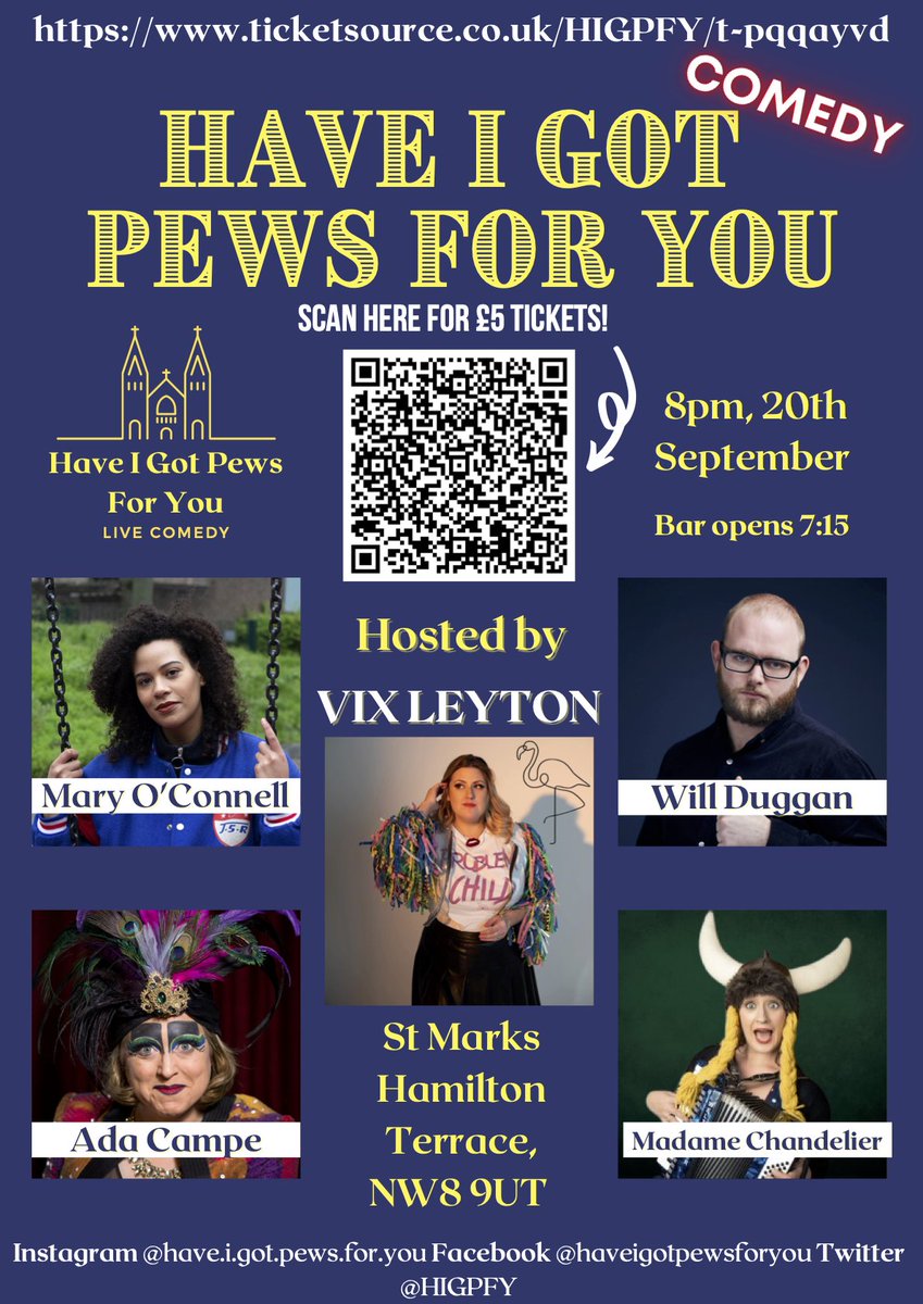 HIGPFY's tweet image. Tickets right here, right now, for our fabulous line-up on Tuesday 20th Sept.  Let's face it, a giggle would be a flipping good idea at the moment.
ticketsource.co.uk/booking/t-pqqa…