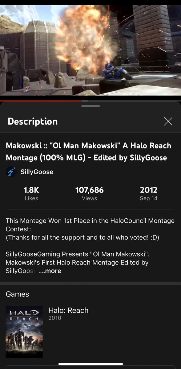 OlManMakowski's tweet photo. 10 years ago. 🤯 @imaSillyGoose and I dropped our Halo Reach tage. A decade later and this one still holds up. It’s crazy to think that in 2 years I’ll have been making montages for TWENTY years. 14 year old me would be trippin out about that haha. Here’s to 20 more! 🤘🏼 https://t.co/SRP0tEP7Vm