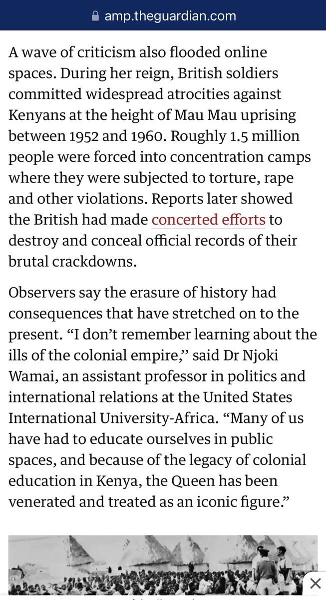 <a href="/DavidBe53174057/">DAVE 😈 CITYWIDE CHAOS (left wing bot no:53174057)</a> Not seen much coverage of the genocide in Kenya under her rule.
British military had machines to crush the Kenyans balls ☄️☄️leading to many deaths OUCH💀