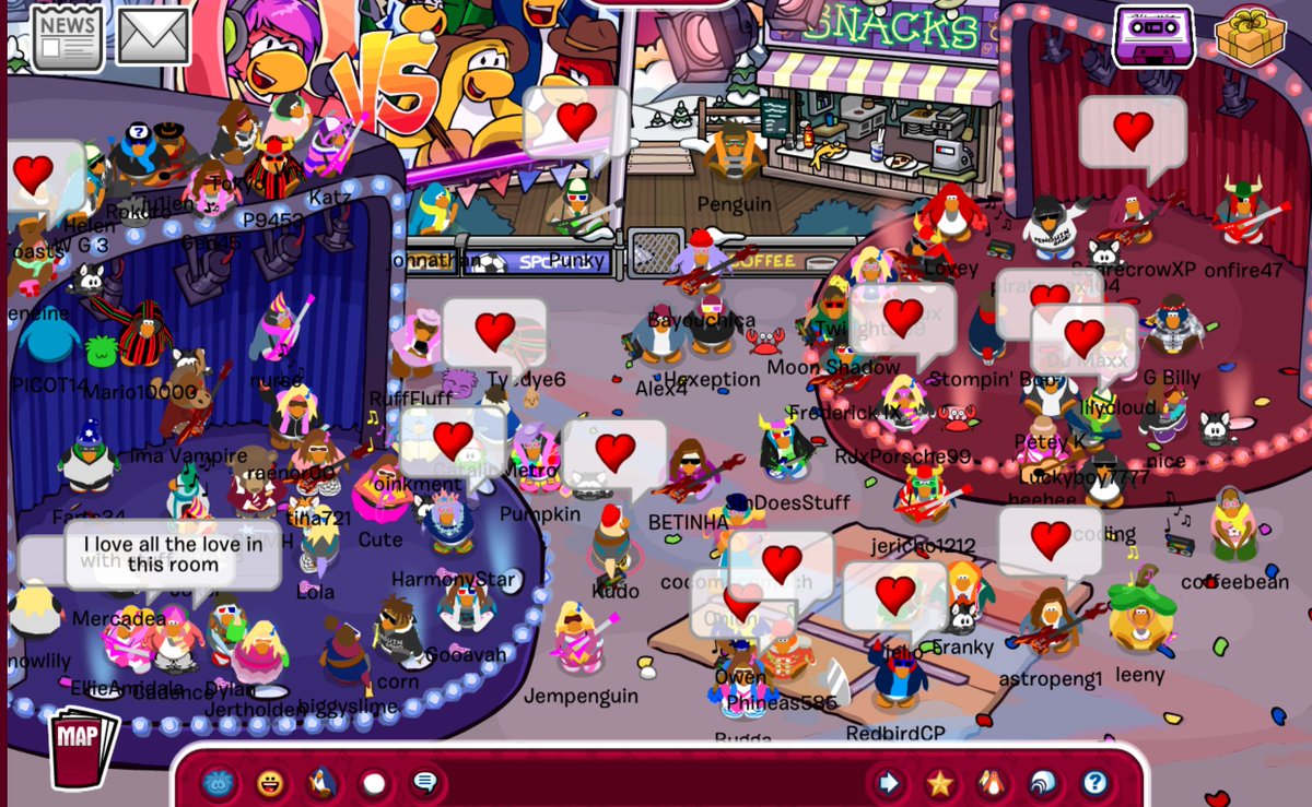 KudoCPF's tweet photo. The Music Jam was such a blast! So many custom rooms, items and even mascot backgrounds! Make sure you collect those before the party ends! I had the chance to meet Dj Maxx, Cadence and the Penguin Band earlier this week and we had a lot of fun! @cpforeverr #CPForever https://t.co/esMbRavhqM