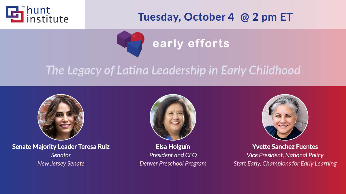 Excited to celebrate #HispanicHeritageMonth!! Looking forward to The <a href="/Hunt_Institute/">The Hunt Institute</a>'s #EarlyEfforts webinar on the legacy of Latina leadership in #earlychildhood on 10/4 feat. <a href="/SenMTeresaRuiz/">Sen Teresa Ruiz</a>, Elsa Holguin of <a href="/dpp_org/">Denver Preschool Program</a>, &amp; <a href="/YSanchezFuentes/">Yvette Sanchez Fuentes</a>. Register: ow.ly/vgbt50KCebp