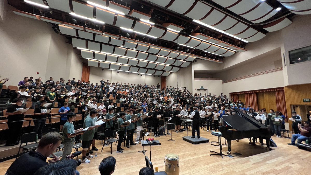 FresnoStateCAH's tweet photo. This morning the voice of over 300 students from 17 high schools filled the concert hall at Fresno State for the annual Sound Off! festival. It's so great to see all of these students from around the Valley on campus! https://t.co/ripezVNuyI