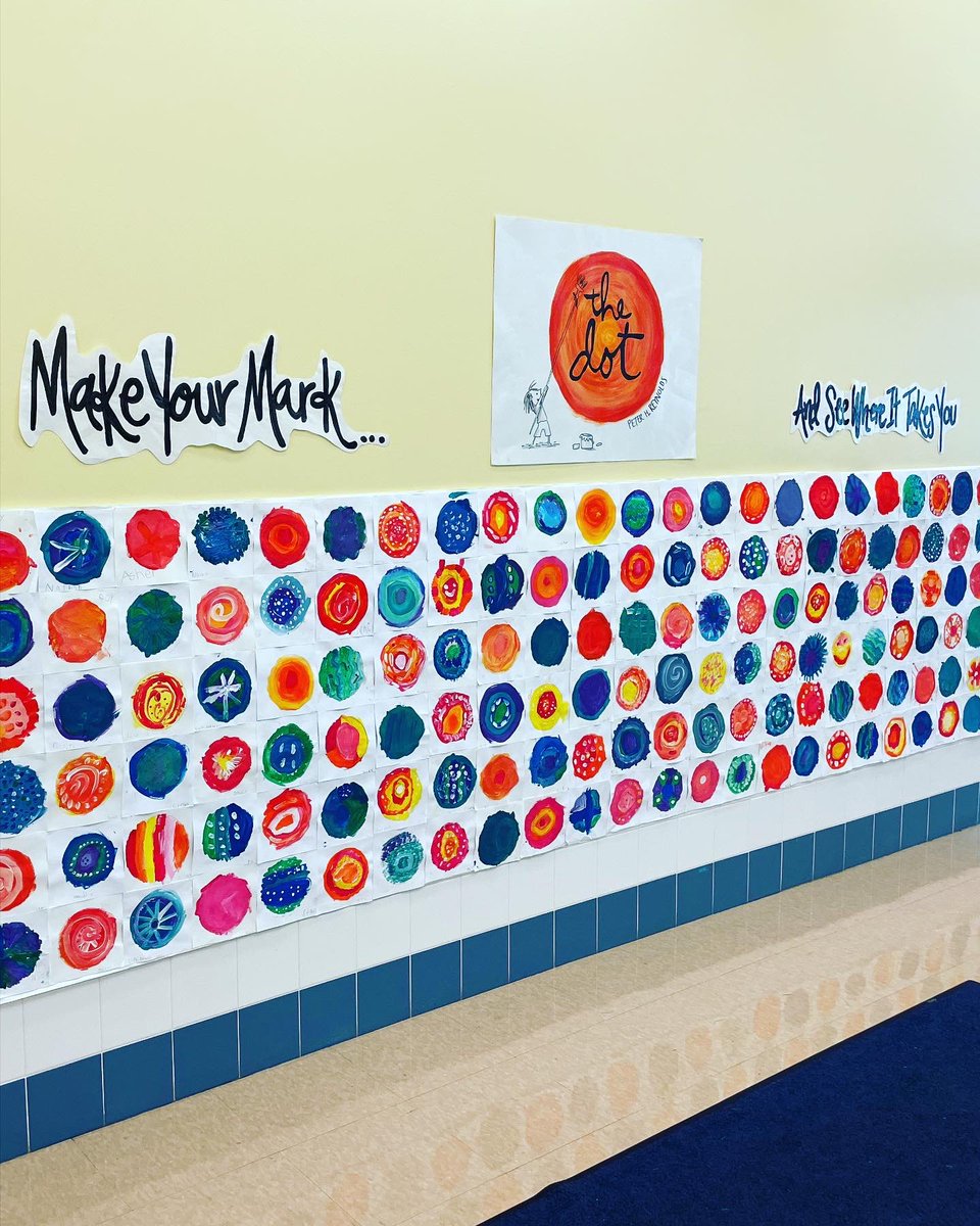 Happy Dot Day!! Our APC artists created warm and cool dots for our display this year and it is lovely! #dotday @DrMillerASD