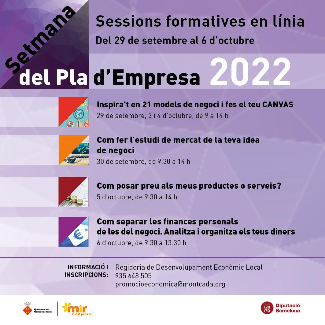 Si tens una idea de negoci o un projecte empresarial i vols valorar-ne la viabilitat, t´hi ajudem. Promogut per Promoció Econòmica i Ocupació de Montcada i Reixac i amb la col·laboració de la Diputació de Barcelona Per inscriure´t t'adjuntem l'enllaç lnkd.in/ez_-REu4