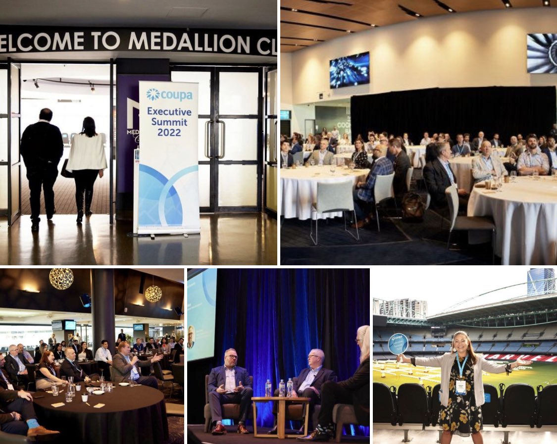 Coupa's tweet photo. Last week, we hosted Exec. Summits in Melbourne &amp; Sydney. Thank you Coupa community &amp; customers from @salvos @WorldVision @ToyotaAus @PactGroupLtd for speaking about your transformation journey with Coupa. #powerofspend #procurementmaturity #productinnovation #customersuccess https://t.co/pTEzP9wK4a