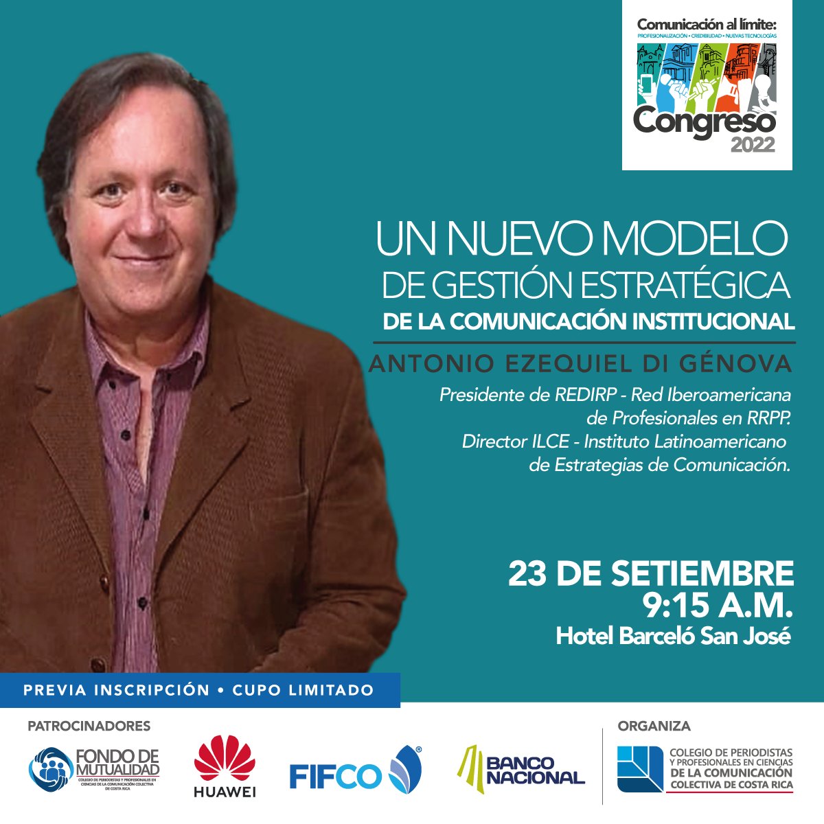 ColperCR's tweet photo. Tenés que ser parte de este evento, con conferencistas de alto nivel. nacionales e internacionales
Inscribite en https://t.co/hSwPswkeDU
Podés consultar la agenda aquí ➡ https://t.co/UOcjZnb0WR

#quelindosercomunicador #congreso #semanacolper #Comunicacionotrascarreras https://t.co/pi009gDhUh