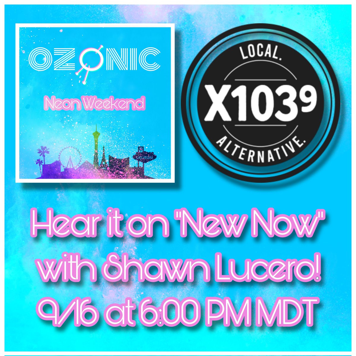 Hey everyone! We are excited to share that our new single, "Neon Weekend", will be on New Now with <a href="/shawnluceroCO/">Shawn Lucero</a> on <a href="/x1039radio/">X103.9 | Colorado Springs 🏔</a> tomorrow at 6:00 PM MDT! 🎶 

#alternativeradio #alternativemusic #x1039 #newmusicfriday #newmusic #newsingle