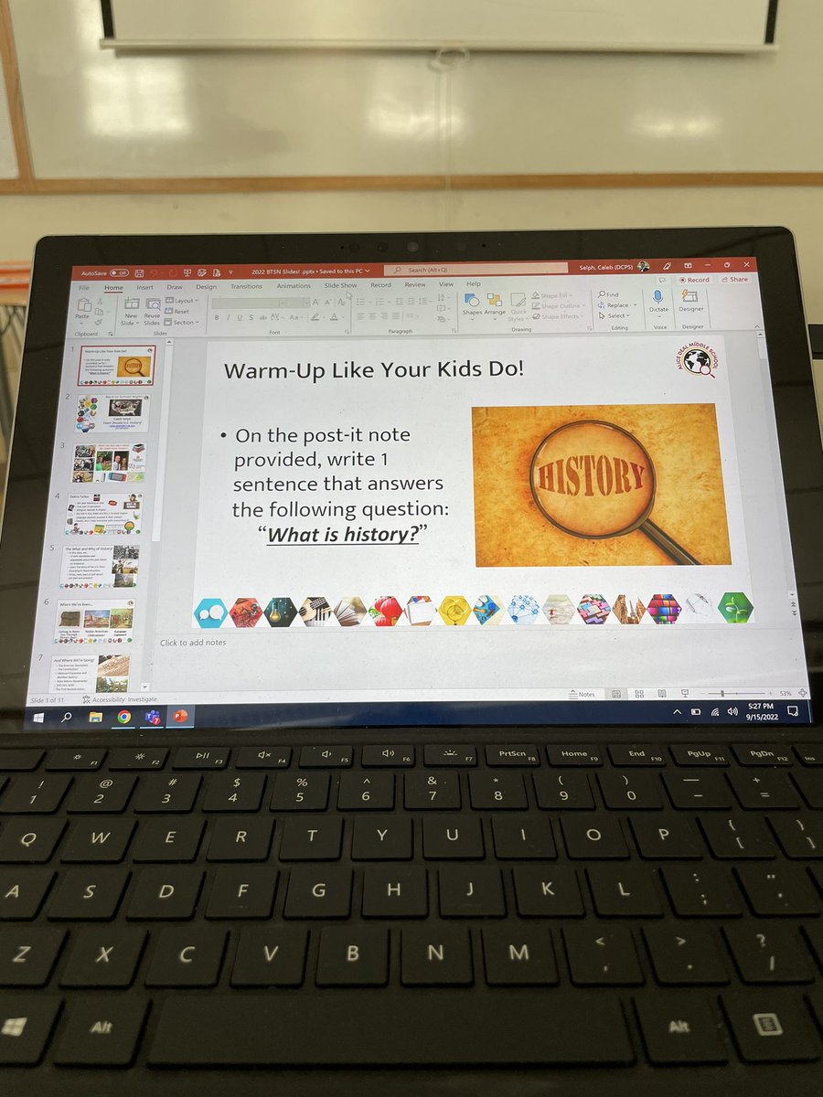 SelphCaleb's tweet photo. #BackToSchoolNight ready with name tags, slideshows and energy to boot! #admsherewegrow @DealVikings @dcpublicschools https://t.co/6IYh2FMtUB