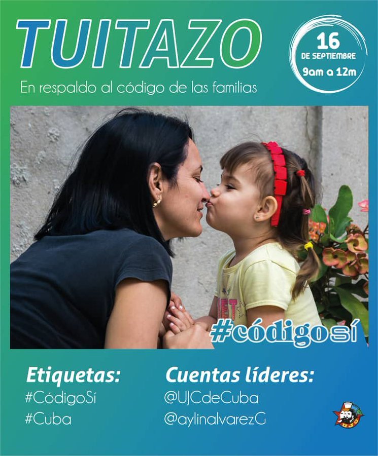 La MES Ven en apoyo irrestricto al Código de las familias cubanas.Votaremos este domingo 18 de septiembre por el derecho de todos los cubanos a elegir su proyecto de vida y convivencia social, y el respeto a su elección.#CodigoSi.