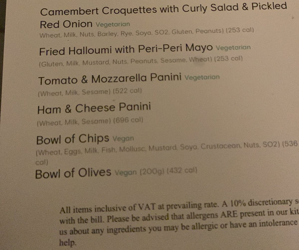 MattJStone23's tweet photo. @MillenniumEU was intrigued at the room service menu in Chelsea FC. The bowl of chips are listed as vegan but seem to have a lot of non-vegan allergens. I assume this is because you cook them in the same oil as animal products - are they vegan then? https://t.co/YLODePrYix