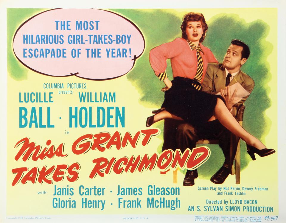 _williamholden's tweet photo. On This Day in 1949 MISS GRANT TAKES RICHMOND premiered, about a newly hired dumb secretary working for a bookie masquerading as a realtor causes unintended hilarious troubles for her employer. 
#MissGrantTakesRichmond #WilliamHolden #LucileBall #Lucy #OnThisDay #OTD https://t.co/66OXgazqN3