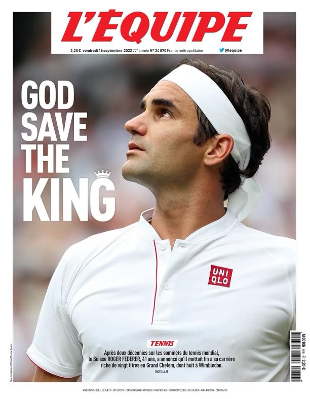 Élégance, classe, charismatique, le meilleur … bravo Mr FEDERER pour cette magnifique carrière. Une retraite bien méritée 🎾🎾🎾