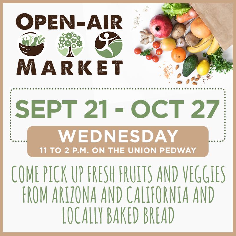 SAVE THE DATE! Open Air Market starts next Wednesday at 11 a.m.
Market basket subscriptions are back too! For more information or to sign up, click here: forms.gle/M9H7Ncwnoufqfy… 
#naucampusdining #openairmarket #veggies #chefdomsbread