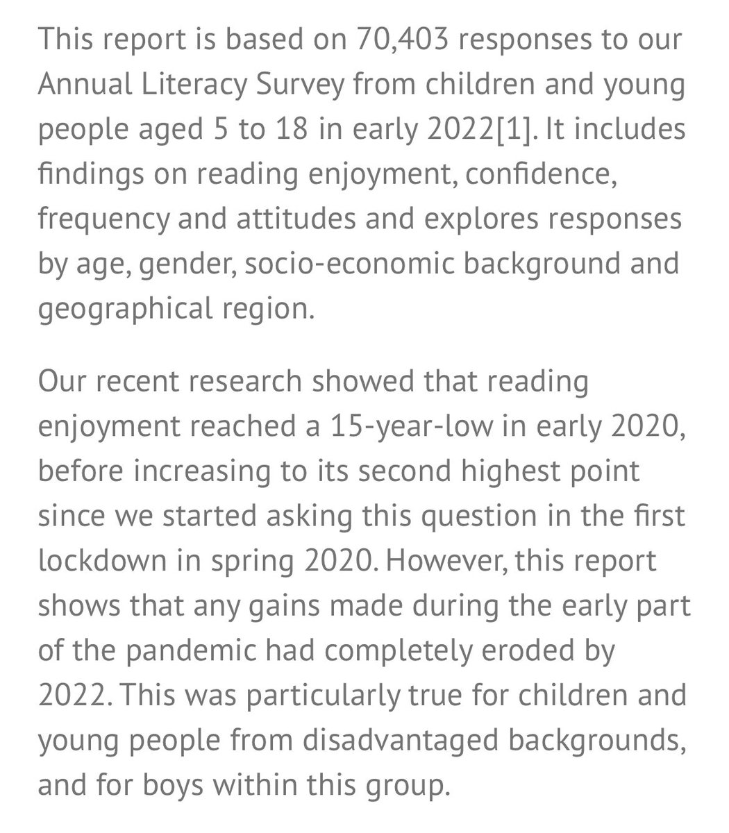 SASB English and Literacy (@sasb_english) on Twitter photo The <a href="/Literacy_Trust/">National Literacy Trust</a>’s new report on Children & young people’s reading engagement in 2022 makes very interesting reading. Many of the gains made in RfP during early lockdown have been ‘completely eroded’. literacytrust.org.uk/research-servi… The <a href="/Literacy_Trust/">National Literacy Trust</a>’s new report on Children & young people’s reading engagement in 2022 makes very interesting reading. Many of the gains made in RfP during early lockdown have been ‘completely eroded’. literacytrust.org.uk/research-servi…