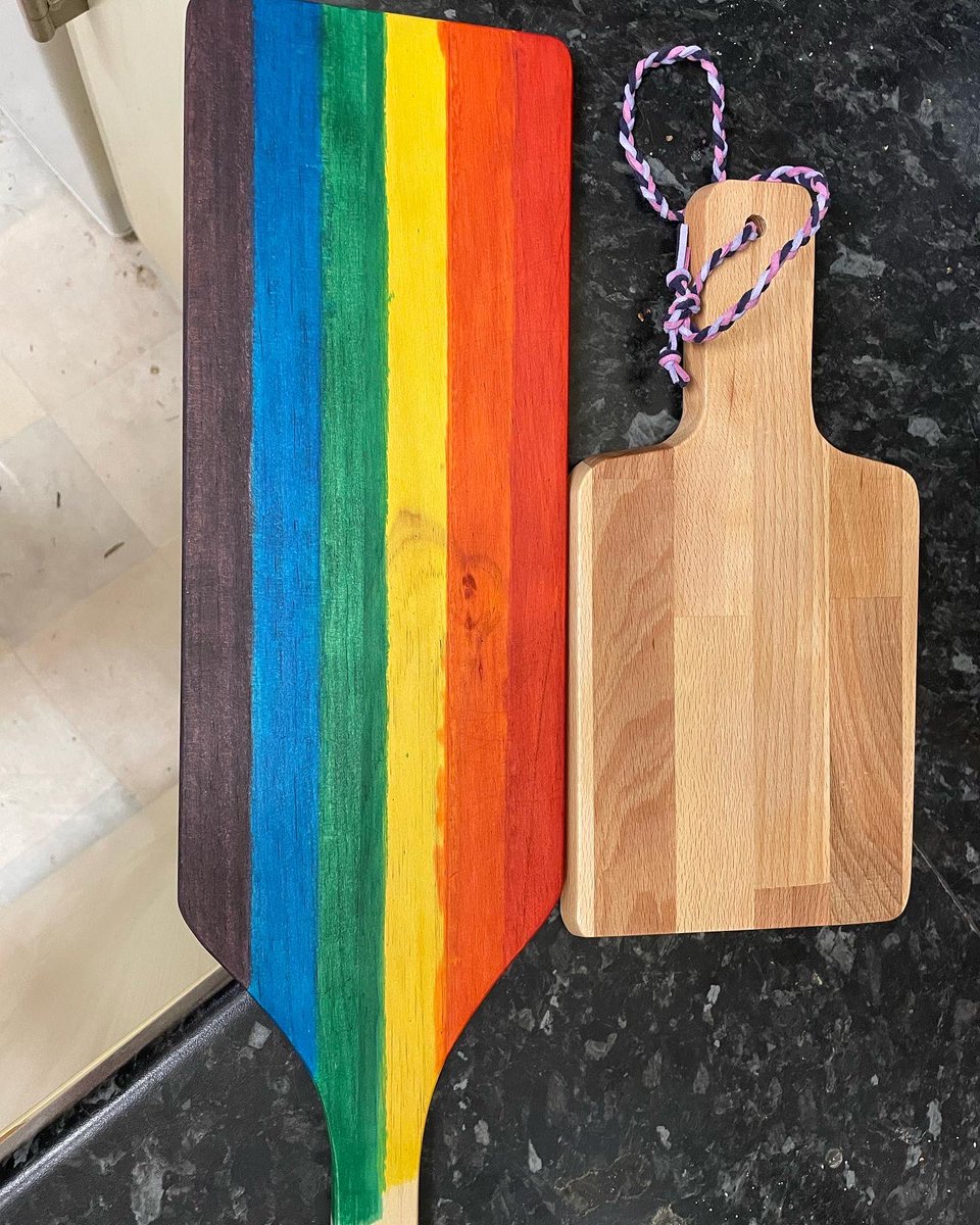 Tempted70's tweet photo. Just a little something I’ve been working on. Small one is complete (sanded and waxed). Pride one just needs words on back, waxing and handle strapping #pervertables #bdsm https://t.co/82tIBsXHT3