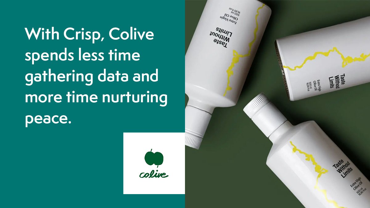 Crisp Data Platform (@go_crisp) on Twitter photo We’re proud to introduce @colive_oil, the latest data-driven brand brought to us by our partners at <a href="/emerge_net/">EmergeCPG Network</a>!
What could your brand do with an extra 16 hours per week? Get in touch at gocrisp.com/book-demo
#colive #evoo #tastewithoutlimits #datadriven #supplychain We’re proud to introduce @colive_oil, the latest data-driven brand brought to us by our partners at <a href="/emerge_net/">EmergeCPG Network</a>!
What could your brand do with an extra 16 hours per week? Get in touch at gocrisp.com/book-demo
#colive #evoo #tastewithoutlimits #datadriven #supplychain