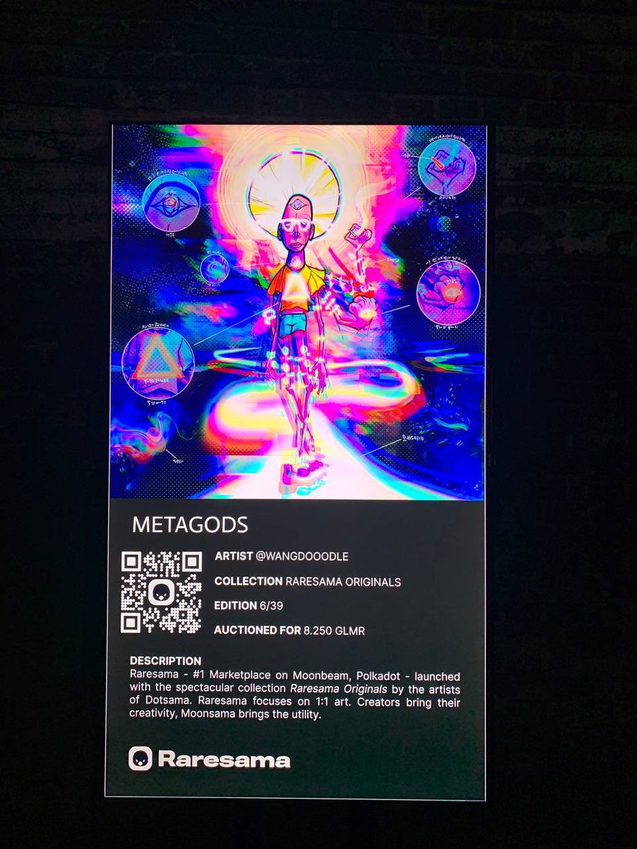 wangdoodletfw's tweet photo. Look ma! I made it! Sorta. 
My @RaresamaNFT genesis piece is on display at Berlin Blockchain Week! https://t.co/QXmmXNAfCU